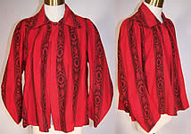 Victorian Red & Black Flannel Morning Robe Vest Bodice Bed Jacket