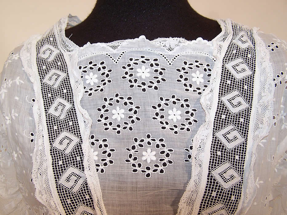Edwardian Eyelet White Cotton Batiste Lace Lawn Graduation Tea Dress
