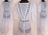 Edwardian Eyelet White Cotton Batiste Lace Lawn Graduation Tea Dress