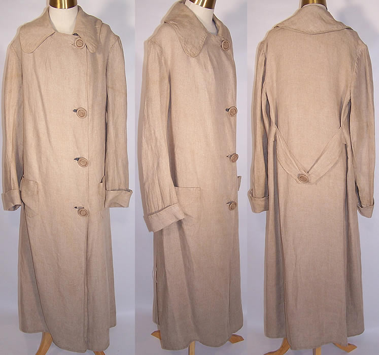 Edwardian Women's Linen Travel Motoring Driving Duster Coat Jacket