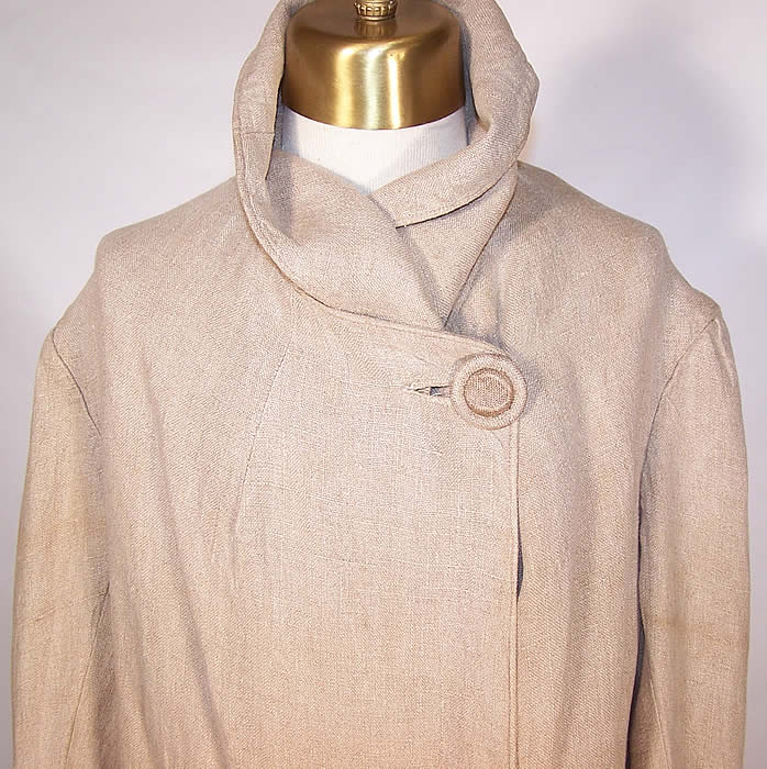 Edwardian Women's Linen Travel Motoring Driving Duster Coat Jacket collar up