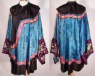 Antique Chinese Silk Embroidered Butterfly Pomegranate Sleeve Band Cuff Robe