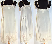 Vintage 1920s White Silk Irish Crochet Lace Lingerie Chemise Shift Slip Dress