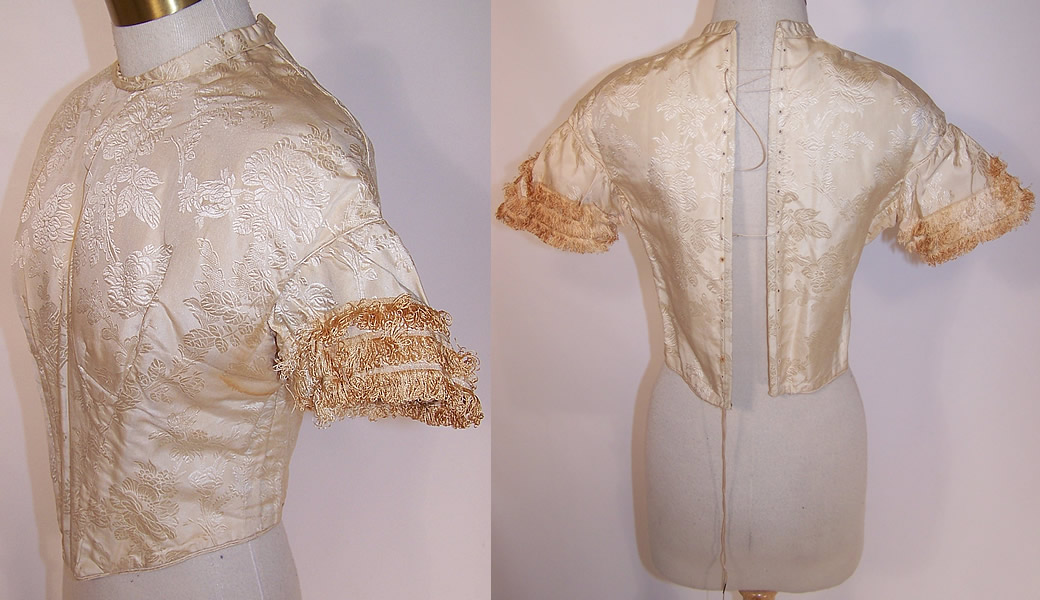 Victorian White Silk Brocade Wedding Bridal Bodice Corset Top