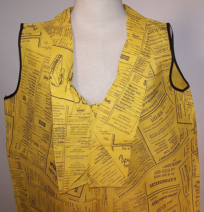 Vintage Rare Retro Yellow Pages Print Paper Pop Art Mod Shift Mini Dress