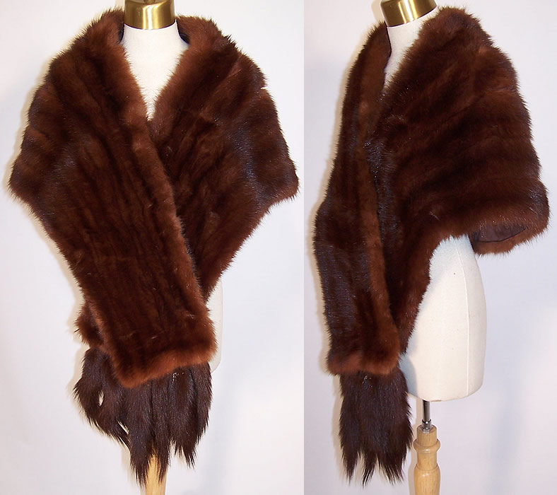 Vintage Fur Nakamura Ginza Tokyo Mink Tails Stole Shawl Wrap Cape