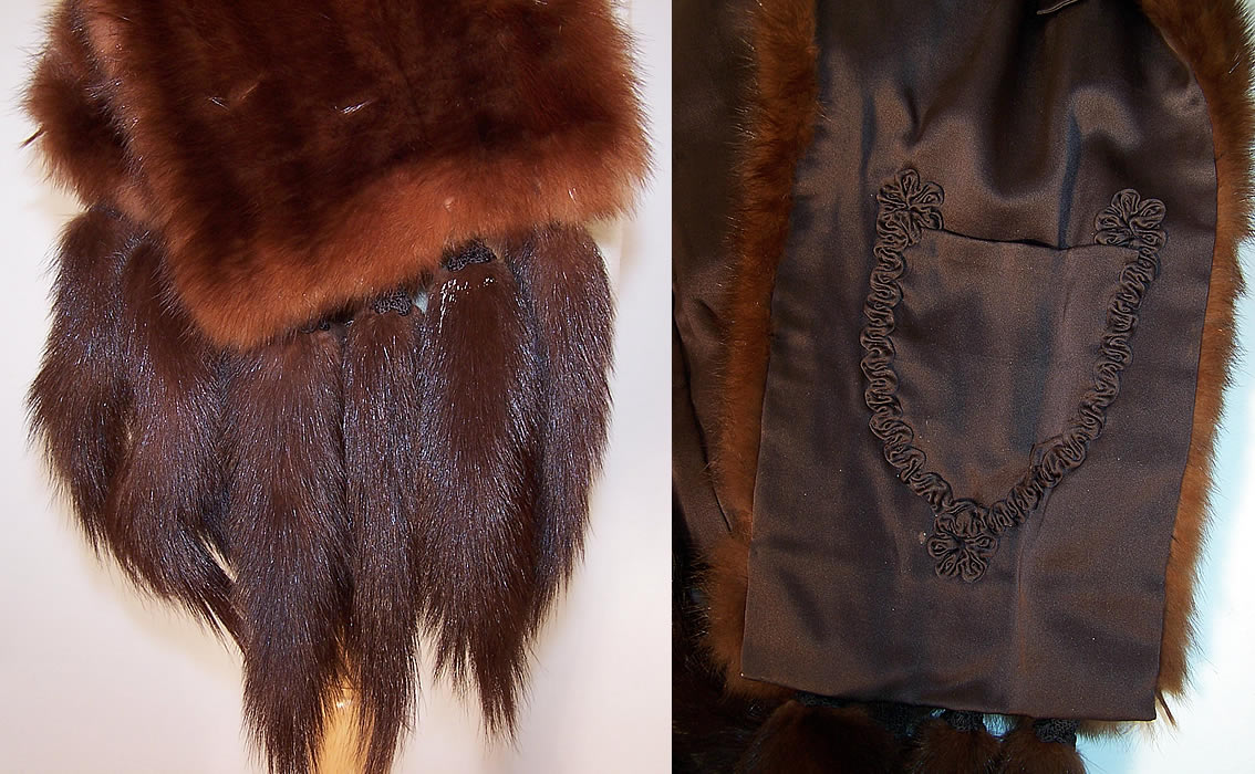 Vintage Fur Nakamura Ginza Tokyo Mink Tails Stole Shawl Wrap Cape 