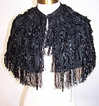 Victorian Black Silk Chenille Fringe Short Cropped Cloak Cape Capelet