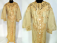Edwardian Titanic Ecru Wool Chenille Gold Embroidered Lace Trim Dress
