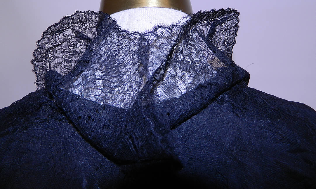 Victorian Civil War Antique Black Chantilly Lace Pagoda Sleeve Robe Coat