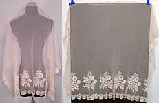 Antique Georgian Regency Blonde Bobbin Lace Tambour Embroidery Bonnet Face Veil