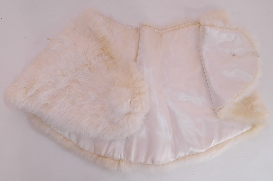 Vintage White Rabbit Fur Shrug Stole Shawl Winter Wrap Glam Evening Cape