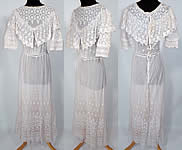 Edwardian White Net Embroidered Tambour Lace Graduation Wedding Dress