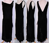 Vintage Black Silk Velvet Chantilly Lace Bias Cut Evening Gown Dress 