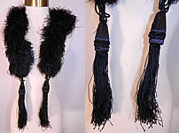 Victorian Black Ostrich Feather Neck Boa Collar Scarf & Tassels