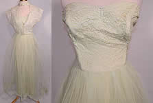 Vintage Harlene Design Mint Green Lace Tulle Net Strapless Formal Dress & Jacket