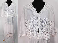 Edwardian White Cotton Batiste Lace Over Blouse Graduation Tea Dress. 