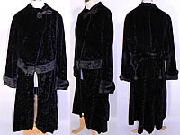 Edwardian Titanic Black Voided Velvet Winter Coat Evening Jacket