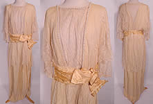 Edwardian Titanic Cream Silk Lace Pearl Beaded Wedding Gown Dress