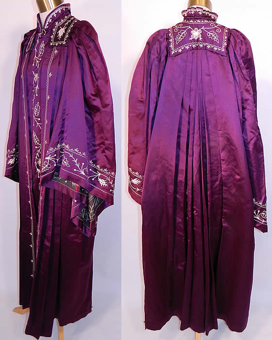 Vintage Henderson Ames Co Regalia Purple Silk Ceremonial Robe Gown. The dress measures 52 inches long, with a 60 inch waist and inch bust. It is in good condition, with only some minor wear. This is truly a wonderful piece of wearable art!