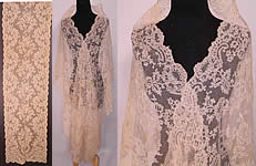 Victorian Antique Blonde Chantilly Bobbin Lace Mantilla Spanish Shawl Veil