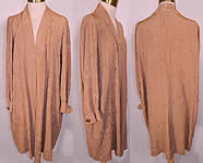 Vintage Art Deco Ecru Silk French Knot Embroidered Drawn Work Robe Coat