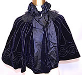 Victorian Black Velvet Jet Beaded Evening Opera Cloak Cape Capelet