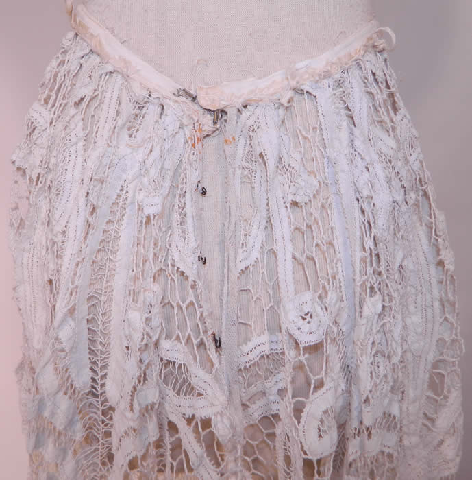 Edwardian Antique White Battenburg Tape Lace Bridal Wedding Skirt Train. This is truly an exceptional piece of wearable wedding bridal textile lace art! 