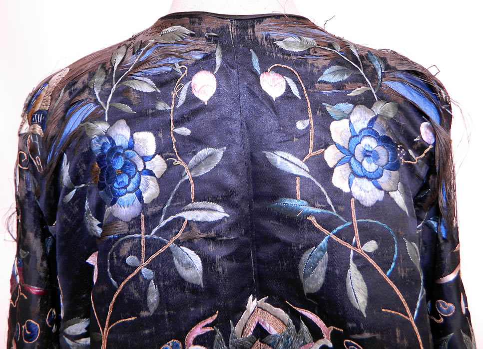 Antique Chinese  Dragon Silk Embroidered Opera Robe Coat. It is in as-is fair condition, with frayed splits along the silk fabric shoulders and back neck (see close-up). This is still a wonderful piece of antique Chinese textile art! 
