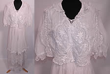 Edwardian Titanic Embroidered White Batiste  Net Lace Tiered Dress