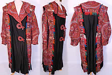 Antique Kashmir Hand Embroidered Woven Wool Pieced Paisley Long Duster Coat