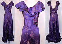 Nan Merriman Opera Singer Vintage Purple Silk  Brocade Lam&eacute; Roses Evening Gown