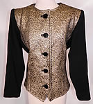 Vintage Saint Laurent Rive Gauche Gold Lam&eacute; Black Knit Suit Jacket 
