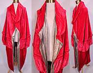Vintage Art Deco Red Velvet Silver Lam&eacute; Reversible Flapper Opera Cloak Cape