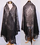 Victorian Civil War Antique Black Chantilly Lace Mantilla Shawl