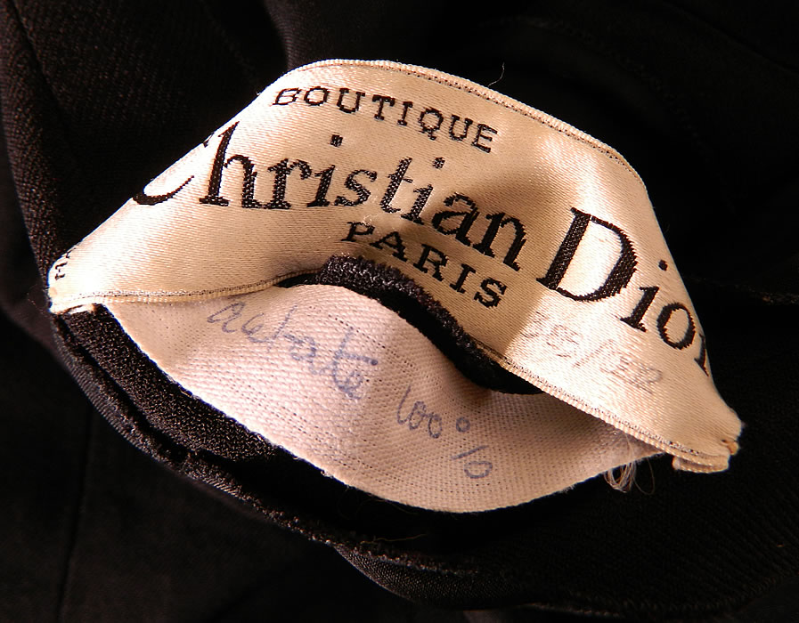Vintage Christian Dior Paris Gold Chain Link Belted Black Cocktail Dress. There is a "Christian Dior Paris Boutique" numbered 385/002, Made in France designer label sewn inside.