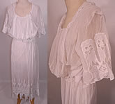 Edwardian White Net Embroidered Lace Scalloped Skirt Hem Graduation Wedding Dress
