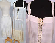 Vintage White Silk Fleur de Lis Lace  Full Slip Dress & Bloomers Pettipants Lingerie