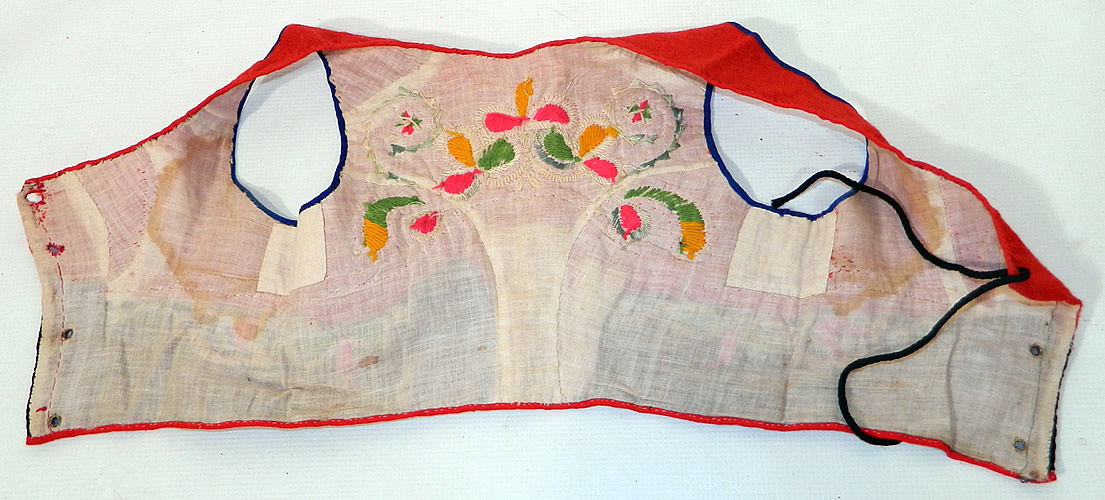 Vintage Portugese Folk Costume Embroidered Wool Vest Top. The vest measures 11 1/2 inches long, with a 22 inch waist and 27 inch bust. It has wonderful workmanship and hand done details.