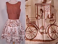 Vintage Joe Barry Model T Car Cat Novelty Print Linen Summer Sun Dress
