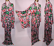 Vintage University Sport Wear Hawaii Apple Cherry Print Rayon Belted Kimono Robe