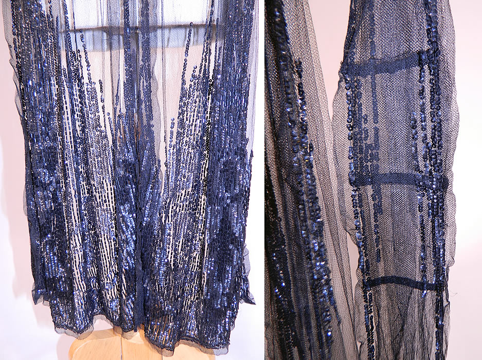 Vintage Art Deco Black Net Sequin Beaded Flapper Neck Boa Scarf Shawl Stole
This fabulous flapper evening neck boa long scarf stole style shawl has three stays sewn along the back neck for structure, with decorative sequined flared bottom ends and is sheer, unlined.