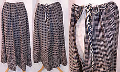 Victorian Black & White Flannel Cotton Calico Floral Plaid Print Petticoat Skirt