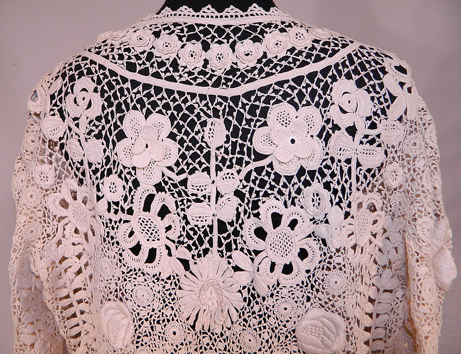 Vintage Edwardian Antique White Irish Crochet Lace Embroidered Long Coat Jacket
This is truly an amazing, exceptional, quality made, rare piece of wearable antique lace art! 