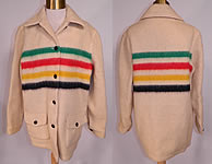 Vintage Hudsons Bay Point Wool 4 Stripe Blanket Coat Womens Jacket