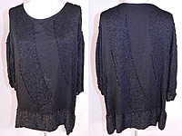 Vintage Art Deco Black Silk Jet Beaded Flapper Blouse Shirt Tunic Top
