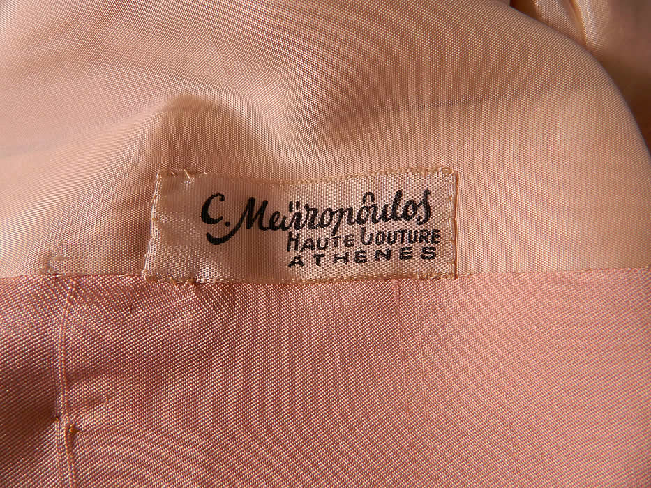 Vintage Haute Couture Athens Label Pink Raw Silk Beaded Lace Trim Dress & Jacket
There is a "C. Meinropoulos Haute Couture Athens" designer label sewn inside and the outfit is beautifully constructed. It is in excellent condition. This is truly a wonderful piece of quality made haute couture wearable art!