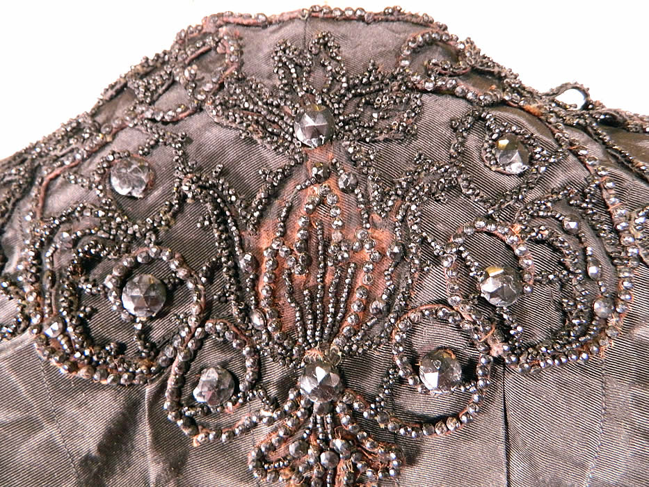Victorian Black Silk Jet Beaded Mourning Mantle Dolman Cloak Cape Capelet
