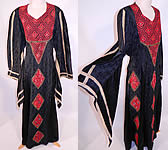 Vintage Al-Karnak Jordan Bedouin Kaftan Jalabiya Thobe Embroidered Maxi Dress
