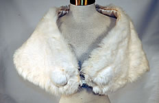 Vintage White Rabbit Fur Shrug Stole Shawl Winter Wrap Glam Evening Cape
